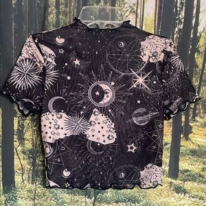 Black Celestial Print Top